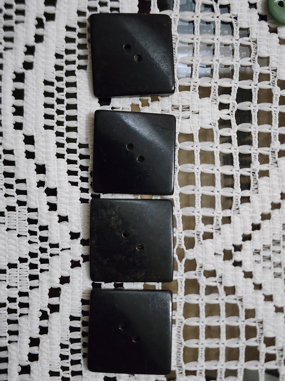 Vintage Set Of 4 Black Square Buttons Classic Black